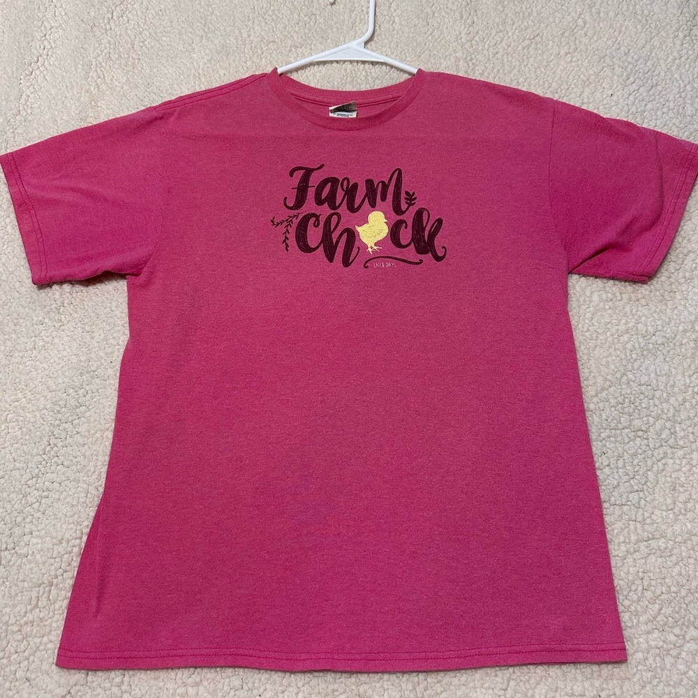 Farm Chick Pink Kids Youth graphic T-Shirt XL chick days